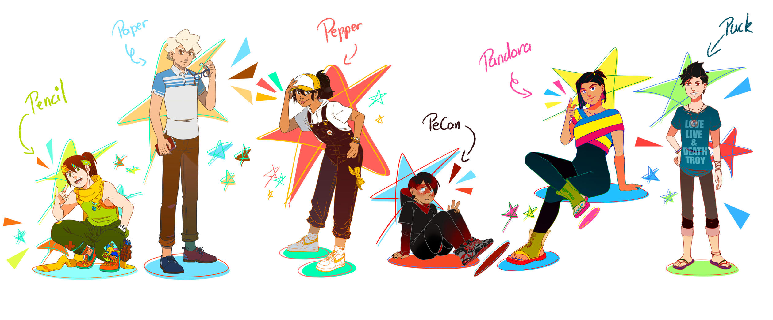 Pencil to paper to pepper - caracters presentation Pencil to paper to pepper - caracters presentation